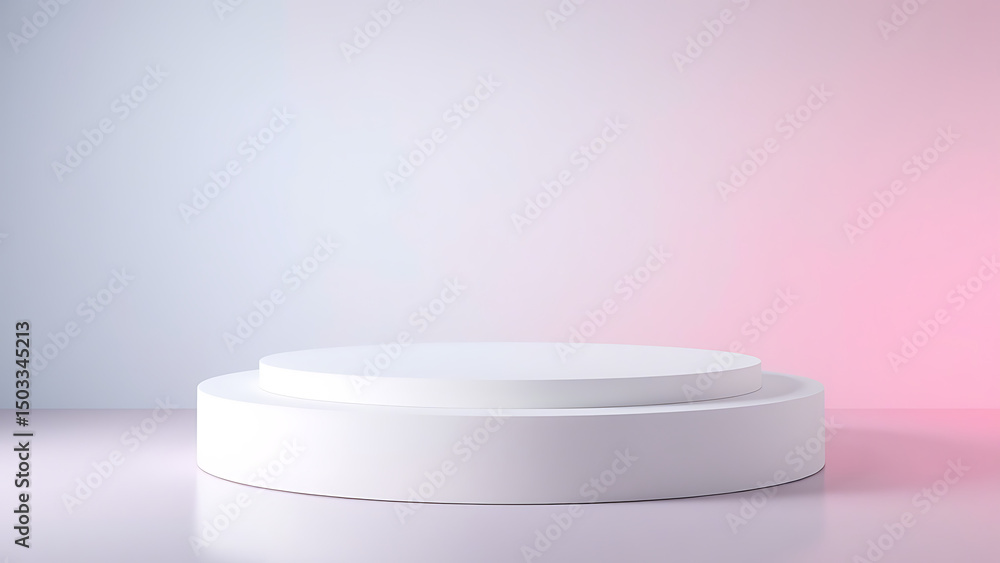 Poster minimalist white product display platform clean round stage with pastel background for showcase and 