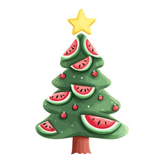 Tropical Watermelon Christmas Tree Vector Illustration