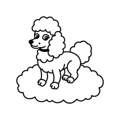 adorable princess poodle on a cloud coloring page