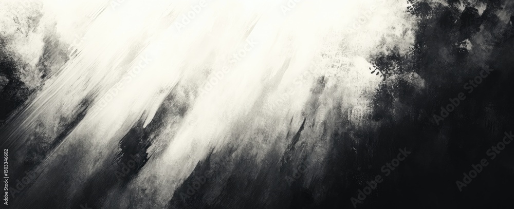 Poster abstract grayscale brushstrokes create a dynamic interplay of light and shadow.