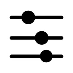 A simple illustration of three horizontal sliders, representing settings or controls.