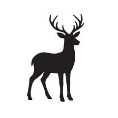 Deer Standing Antlers Silhouette