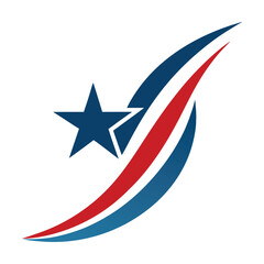 Obraz premium Dynamic Patriotic Star Swoosh Emblem Design