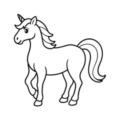 a unicorn horse line art coloring book illustratio