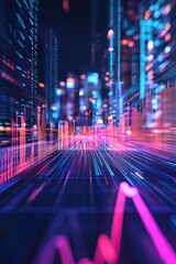Abstract Cityscape with Glowing Lines and Futuristic Design