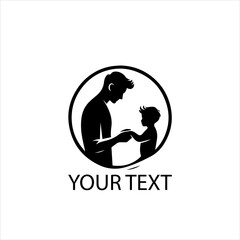 Obraz premium Minimalist Father and Son Logo Vector – Family Bond Icon Isolated on White Background