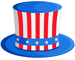Stars and Stripes hat, US patriotic design element isolated on a transparent background