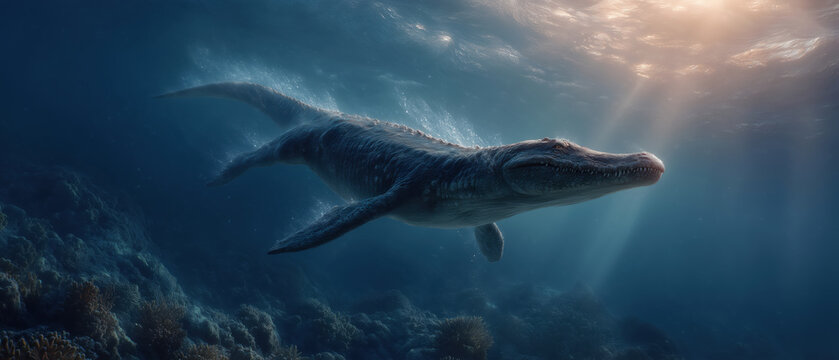 Majestic Mosasaurus Leaping from the Ancient Deep Sea Waters