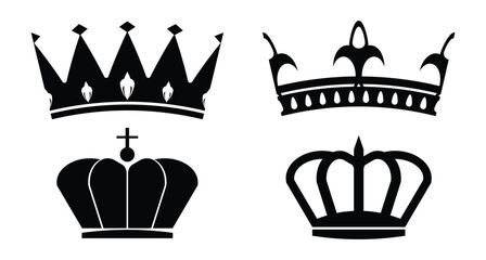 Set Hand drawn crown silhouette