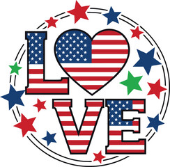 Obraz premium Peace Love America Patriotic Illustration vector art