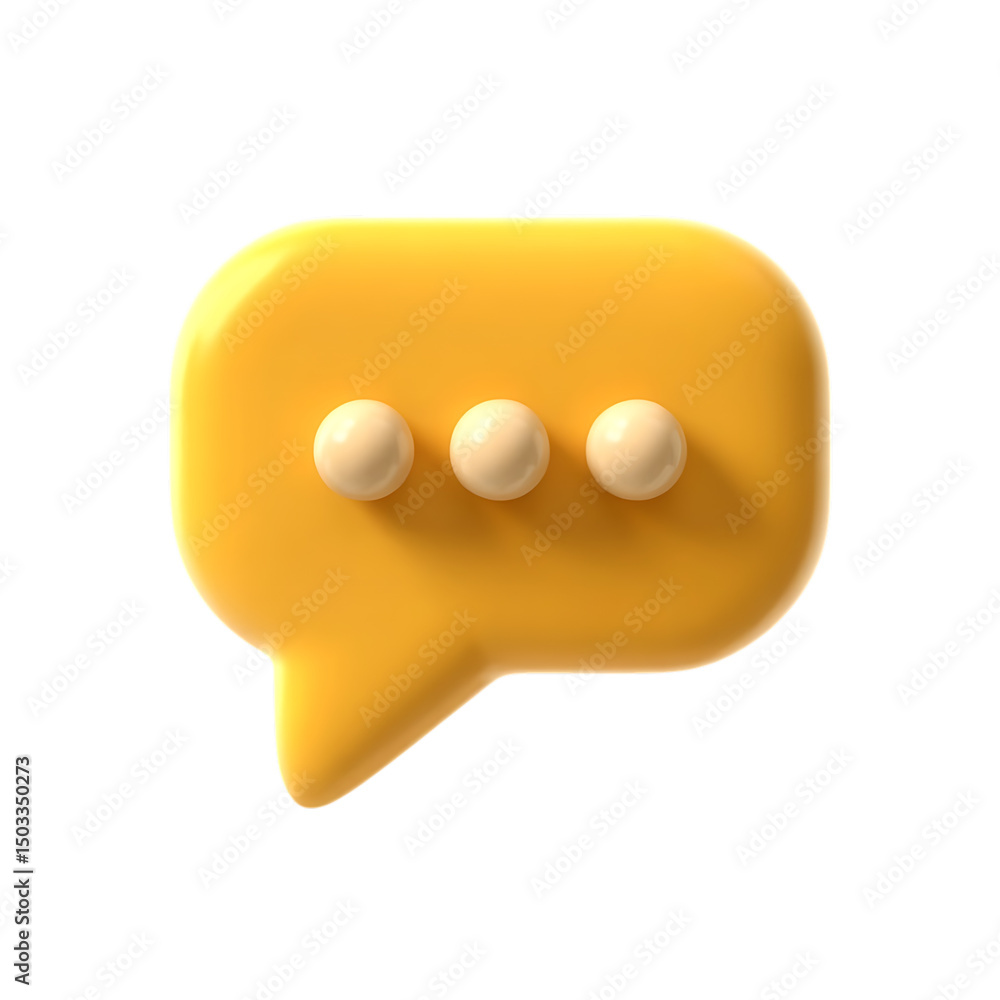Poster 3d render yellow speech bubble loading icon isolated on transparent background