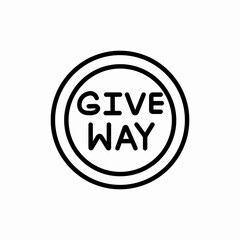 Give way traffic icon vector sign