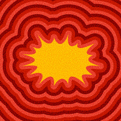 Bright red concentric ripple lines with a yellow starburst center. Vector illustration.