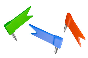 Colorful map pins with flags top view an angle  ready for travel planning.