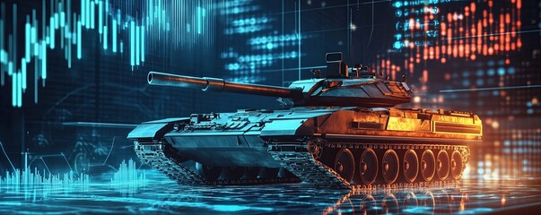 Tank Over Digital Background