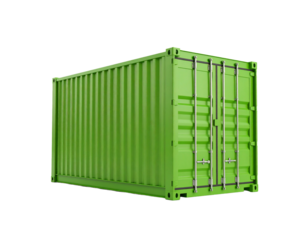 Corporate green container mockup with logo placeholder low angle