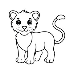cute cartoon lion cub coloring page illustration 