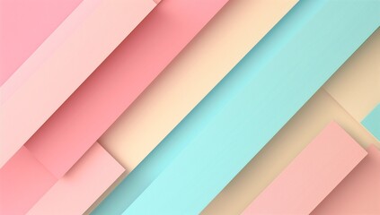 Cute pink and light blue pastel background with diagonal stripes of different colors, flat design.
