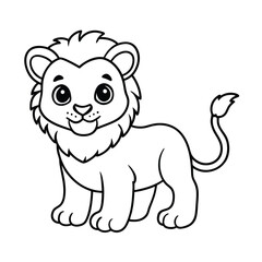 cute cartoon lion cub coloring page illustration 