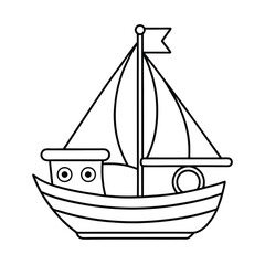 cute cartoon sailboat coloring page for kid