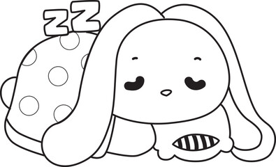Outline of Illustration of cute bunny icon.
Lineart of Funny rabbit in daily activities elements.