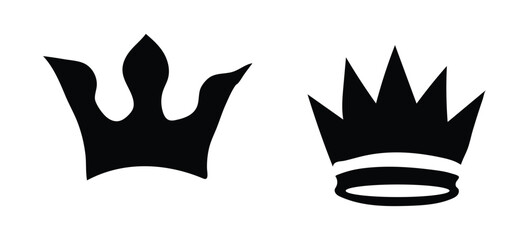 Set Hand drawn crown silhouette