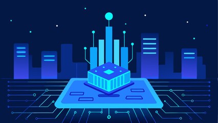 Fototapeta premium Futuristic digital city representing artificial intelligence and technological advancement