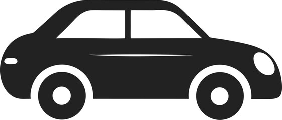 Modern black sedan car illustration simple minimalist vector icon representing transportation