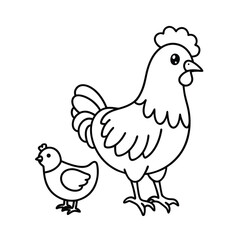 cute hen and chick coloring page sunny day farm
