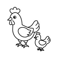 cute hen and chick coloring page sunny day farm