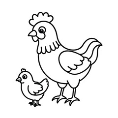 hen and chicken cute hen and chick coloring page sunny day farm