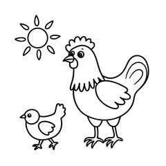 hen and chicken cute hen and chick coloring page sunny day farm