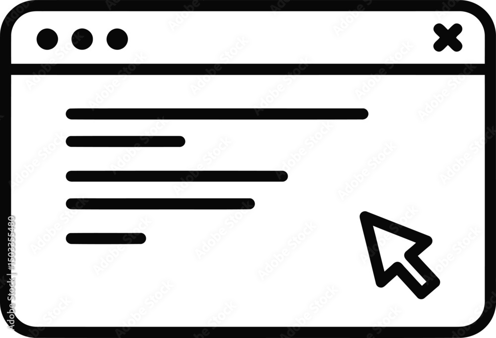 Poster navigating digital interface: a sleek, minimalist depiction of a web page layout, with a cursor read