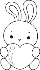 Outline of Illustration of cute bunny icon.
Lineart of Funny rabbit in daily activities elements.