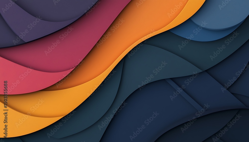 Poster wavy stripe elements in overlapping gradient