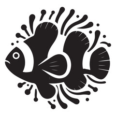 Cute Black and White Clownfish Vector Illustration