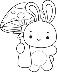 Outline of Illustration of cute bunny icon.
Lineart of Funny rabbit in daily activities elements.