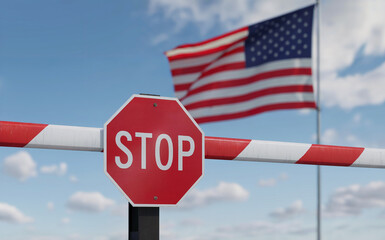 Stop Sign and Barrier at USA Border Crossing