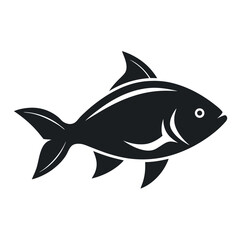 vector illustration of a fish isolated silhouette icon on white background