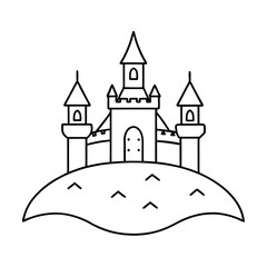 fairy tale castle cute line drawing of a fairytale castle on a hill