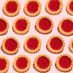 Seamless pattern with fruit filling cookies