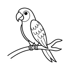 cute parrot on branch coloring page