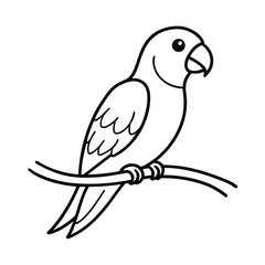 cute parrot on branch coloring page