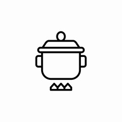 pot on fire gas stove icon sign vector