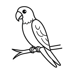 cute parrot on branch coloring page