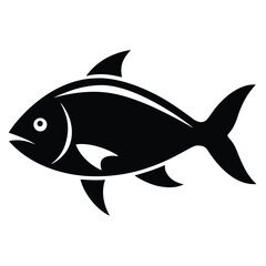 vector illustration of a fish isolated silhouette icon on white background