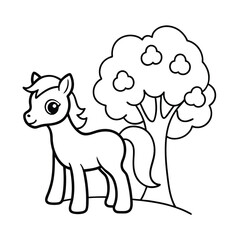 cute pony coloring page apple tree