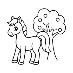 cute pony coloring page apple tree