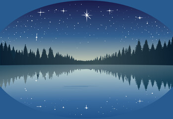 minimalist starry night over a calm lake © firstcolor