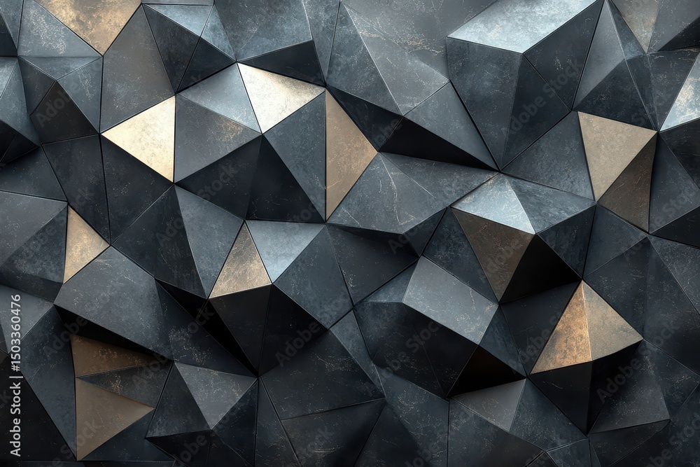 Leinwandbilder textured geometric wall with angular shapes and varying shades of blue in an indoor setting during d